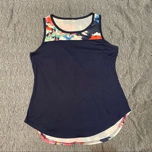 Floral Art Tank-Navy Blue and Floral Size Medium